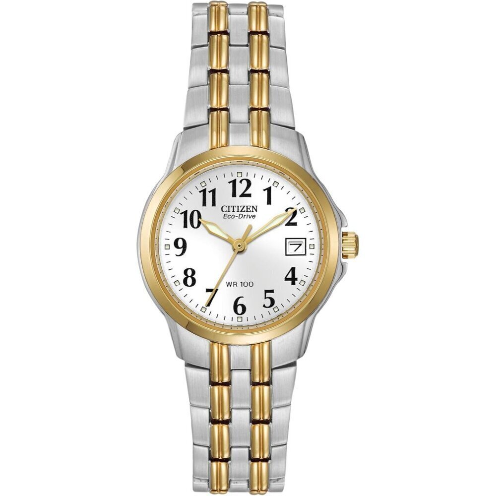 Women's Eco-Drive Dress Classic Two Tone Gold Stainless Steel Watch, Easy to Rea